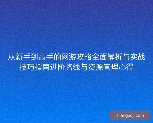 从新手到高手的网游攻略全面解析与实战技巧指南进阶路线与资源管理心得